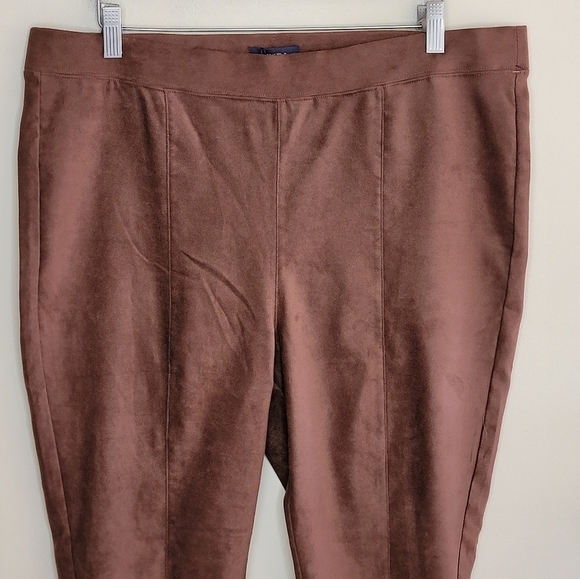 NWT NYDJ | Brown Faux Suede Pull-on Bootcut Cropped Pants - Picture 3 of 8